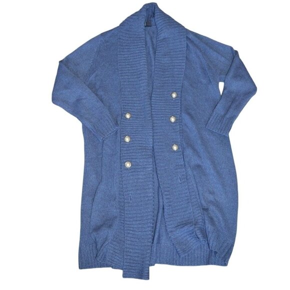 Lane Bryant Blue Long Sleeve Open Front Shawl Collar Cardigan Sweater 14/16 - Picture 6 of 6